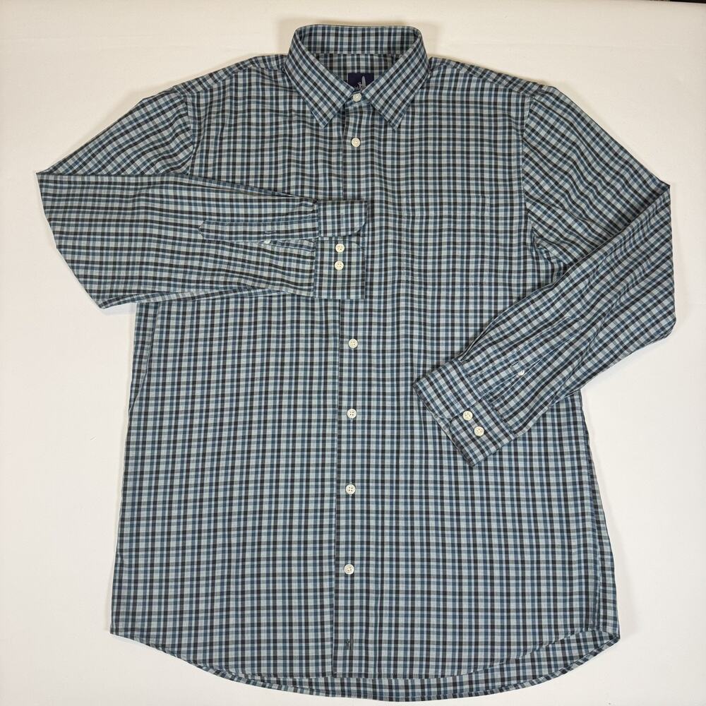 Johnnie-O Shirt Mens Large Blue Check Stretch Button Up Long Sleeve Casual - Picture 14 of 14